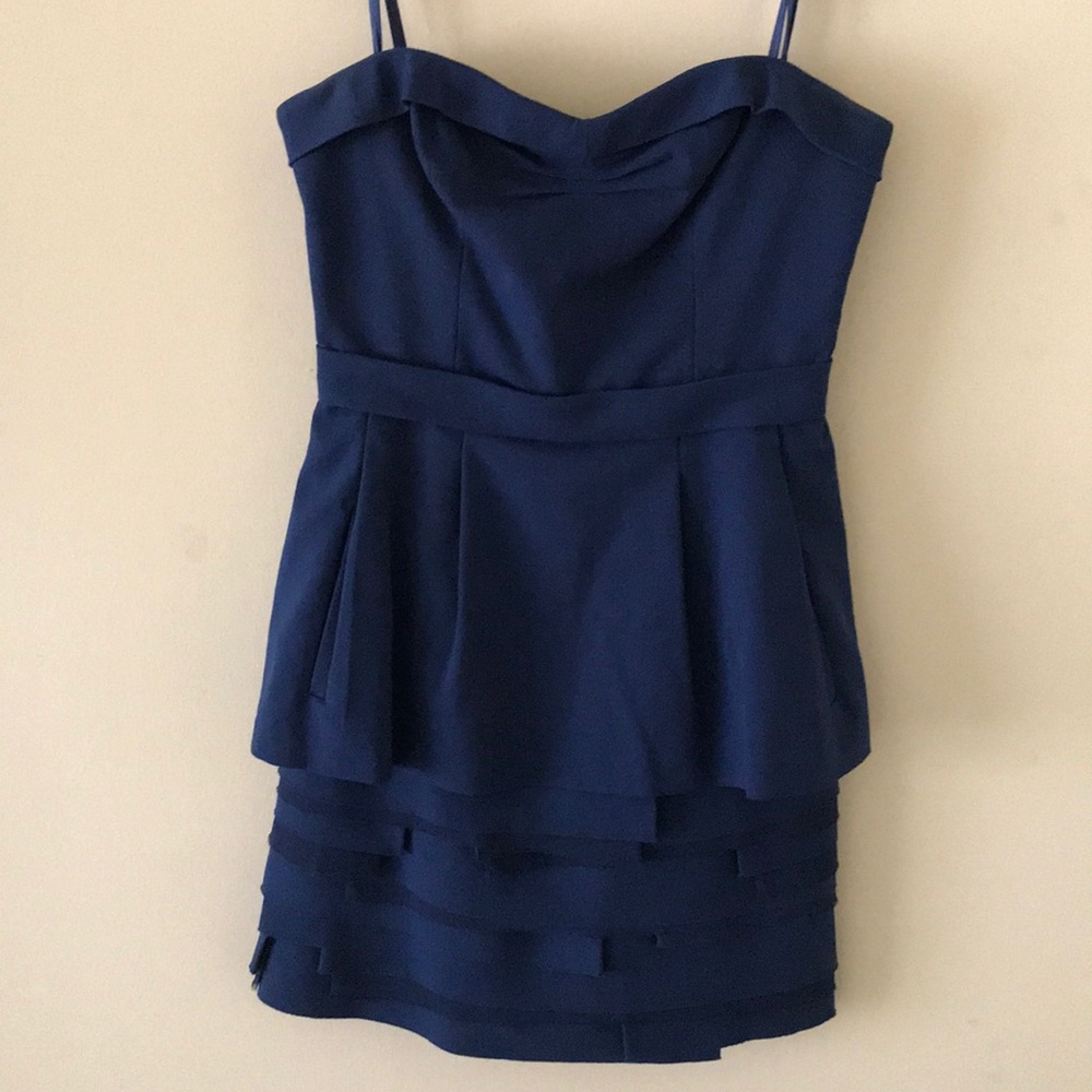 BCBGMaxazria Strapless Mini Dress in Blue